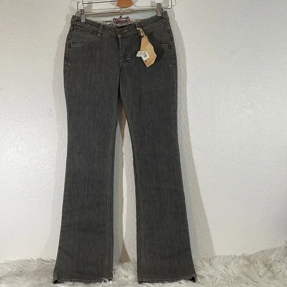 KROQUE Low Rise Bootcut Gray 5 Pocket Denim Jeans Size 27 New - Picture 1 of 9